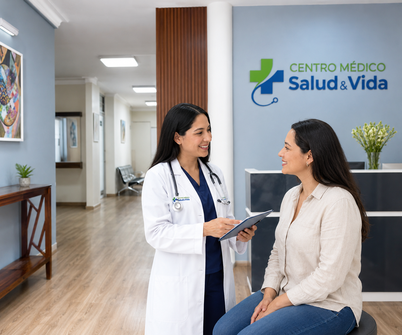 Equipo médico de Centro Médico Salud y Vida en consulta con paciente en Magdalena del Mar